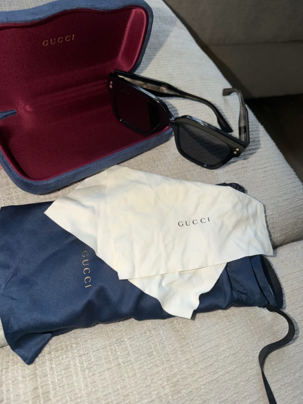 Gucci Black Square Sunglasses with Case